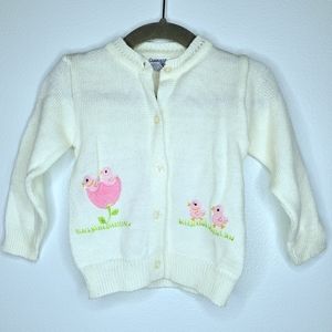 Carriage Boutiques Vintage Baby White Cardigan Sweater Easter White‎